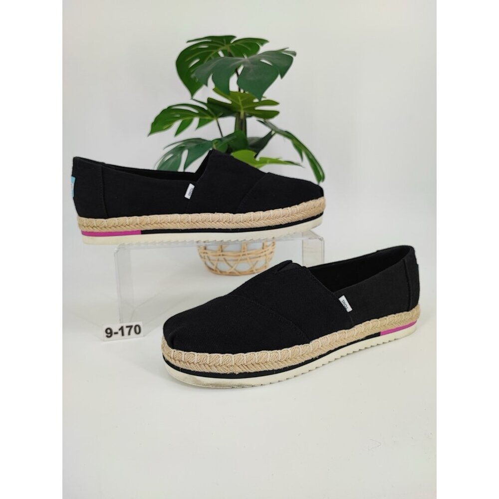 Toms Alpargata Platform Rope Women's Size 9.5 US Twill Black Sneakers 10017831